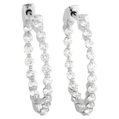 LB Exclusive 14K White Gold 1.00 ct Diamond Hoop Earrings