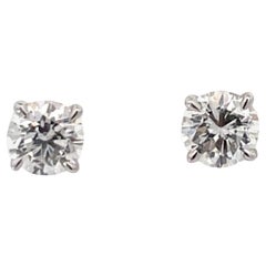 GIA CERTIFIED Diamond Stud Earrings 2.03 Carats D-E I1 18 Karat White Gold