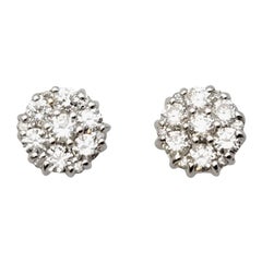 Arya Esa Diamond Flower Stud Pierced Earrings in 14 Karat White Gold