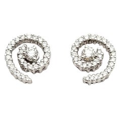 Hearts on Fire Mystical Journey Diamond Spiral Stud Earrings in White Gold