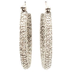 2.05 Carats Round Brilliant Pave Diamond Inside-Out Hoop Earrings 18 Karat Gold