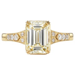 Handcrafted Lorraine Emerald Cut Diamond Ring by Single Stone