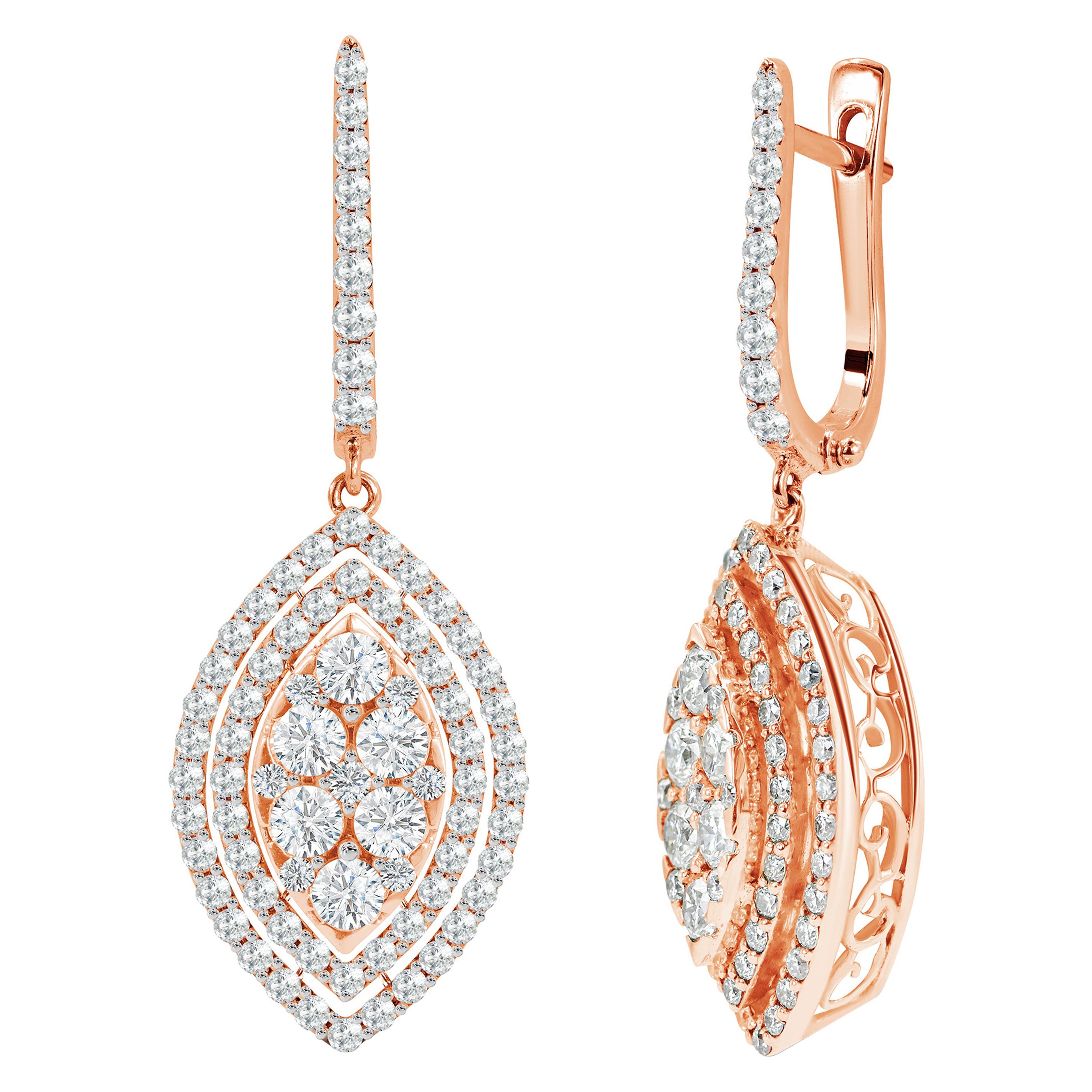 1.75ct Diamond Marquise Drop Earrings in 18k Gold