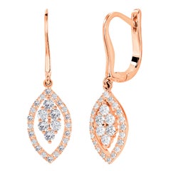 Pendants d'oreilles en forme de marquise avec diamants 0,50ct en or 18k