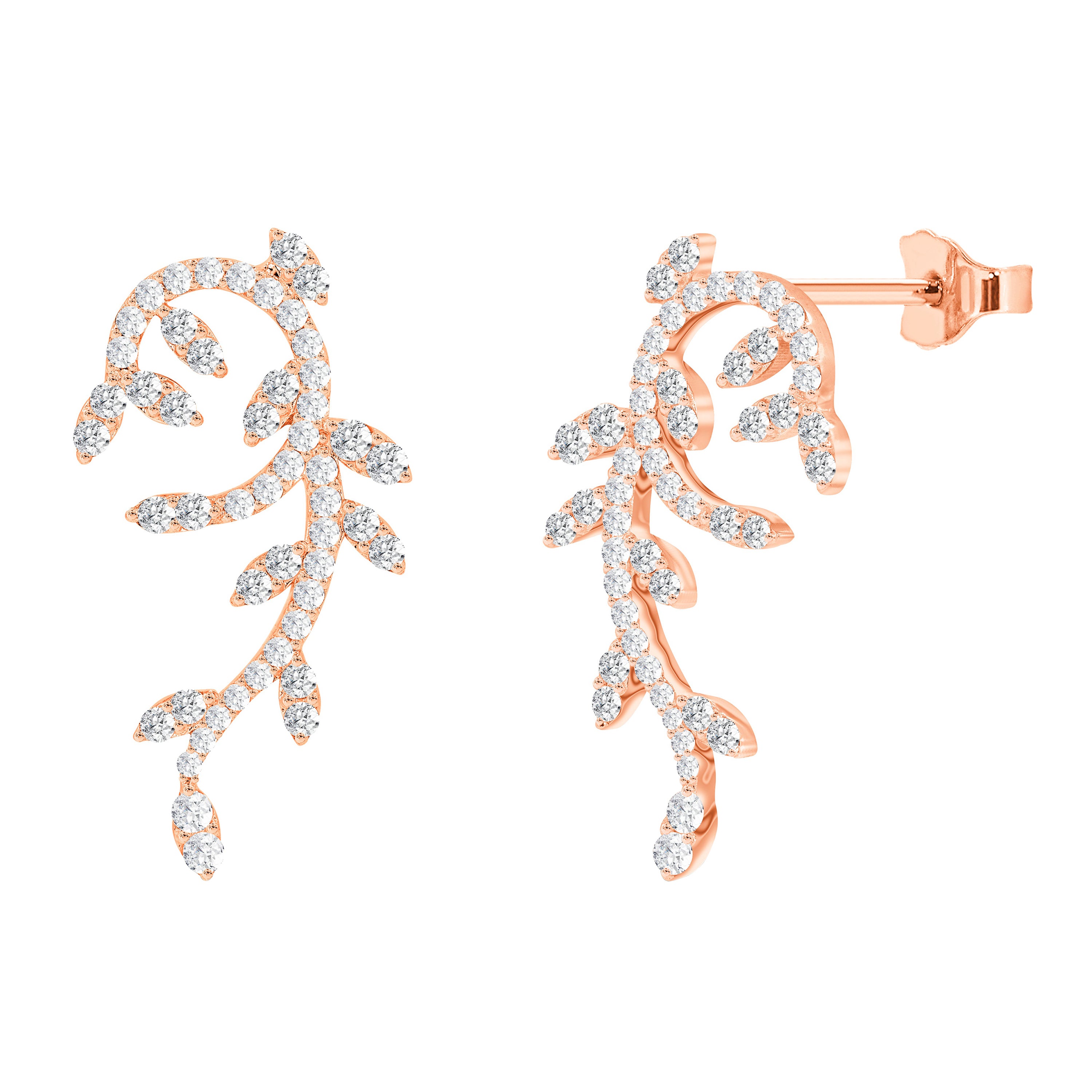 1.49ct Diamond Leaf Drop Earrings in 18k Gold For Sale