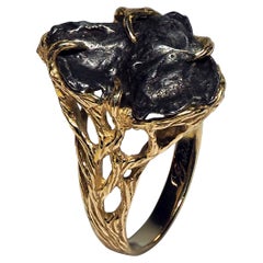 Meteorite Ring Gold Unique Wedding