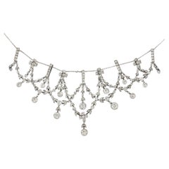 Edwardian French Silver Paste Festoon Necklace, Circa 1905