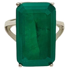 New Natural Forest Green Emerald Cut Aventurine Doublet Sterling Ring