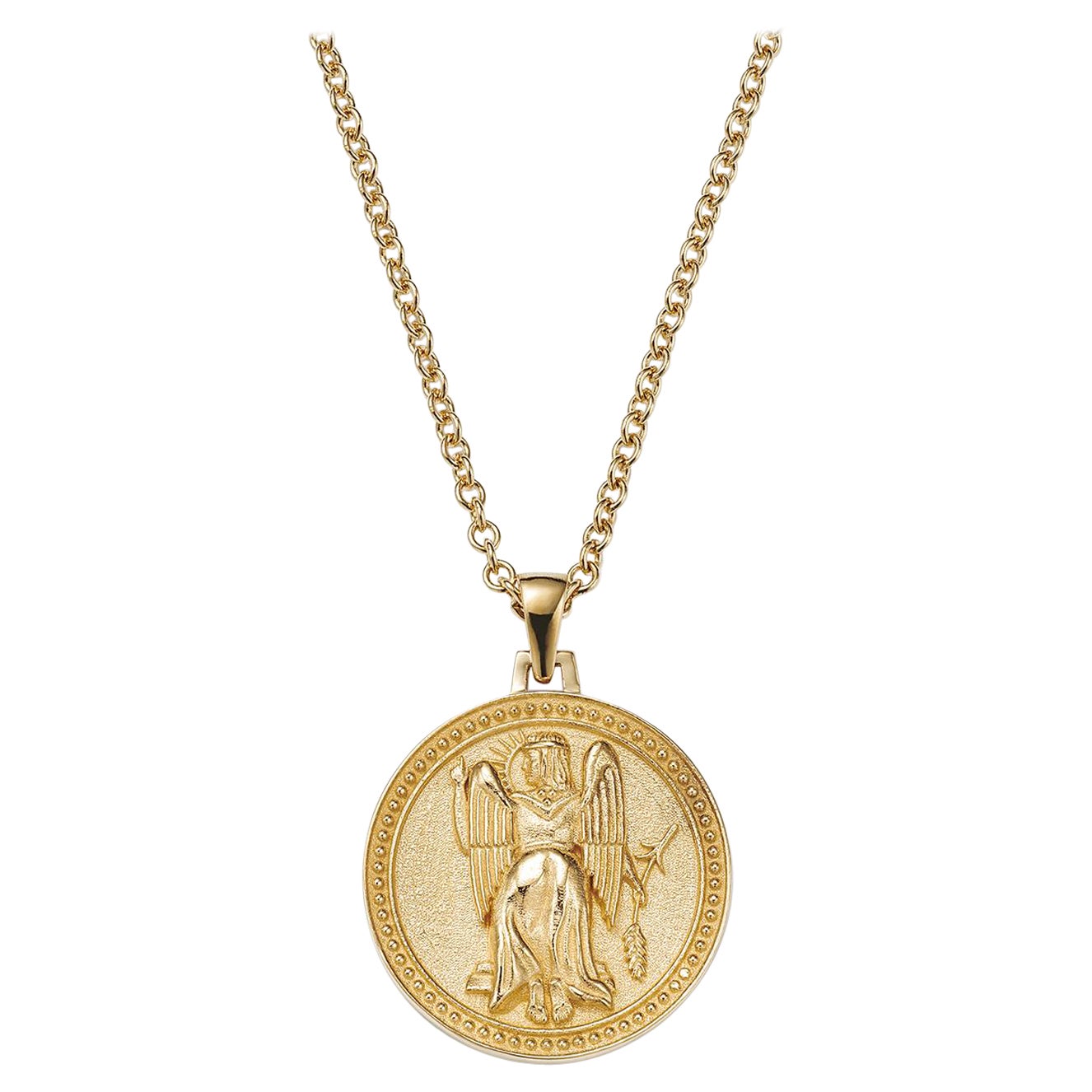 Virgo Zodiac Pendant Necklace 18kt Fairmined Ecological Gold For Sale