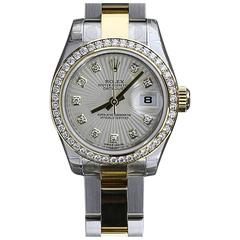 Rolex Ladies Yellow Gold Stainless Steel Diamond Datejust Automatic Wristwatch 