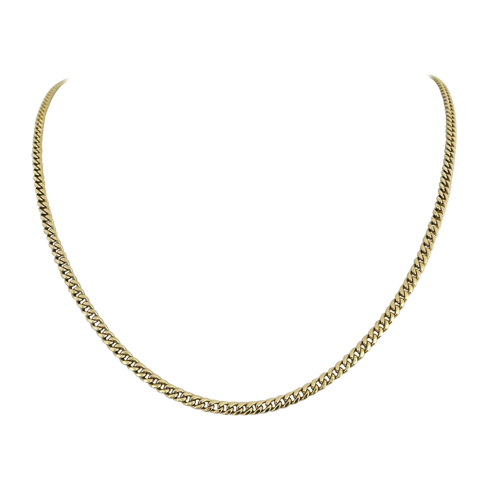 14 Karat Yellow Gold Hollow Light Curb Link Chain Necklace 