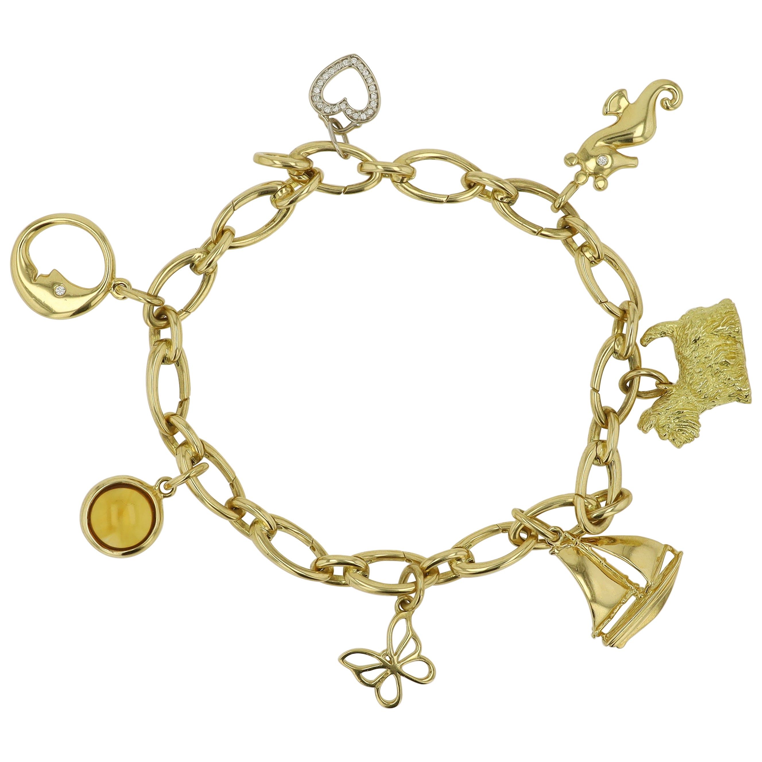 Tiffany & Co. Vintage 18KT Gold 7 Lucky Charm Bracelet