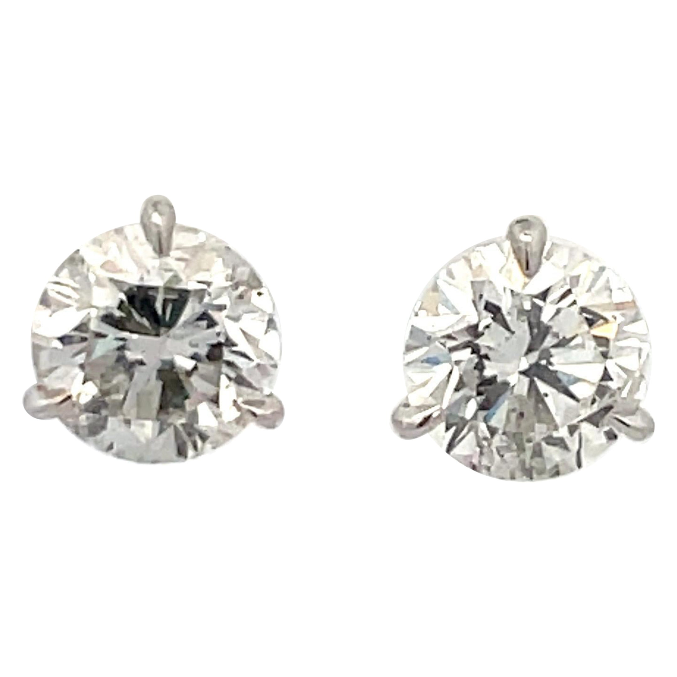 Clous d'oreilles en or blanc 18 carats sertis de diamants de 3,14 carats G-H I1