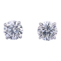 Diamond Stud Earrings 4.05 Carats K SI1-SI3 18 Karat White Gold Champagne Set