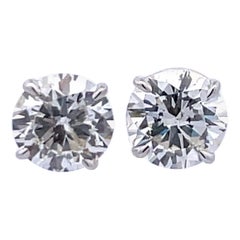 Diamond Stud Earrings 4.02 Carats K SI3-I1 18 Karat White Gold Champagne Setting