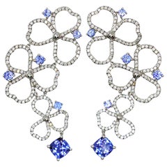 Tiffany & Co. Paper Flowers Diamond and Tanzanite Drop Earrings in Platinum