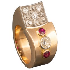 Gold and Diamonds French Tank Ring