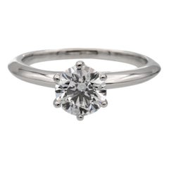 Tiffany and Co. Platinum Solitaire Round Diamond Engagement Ring 1.14ct GVS2