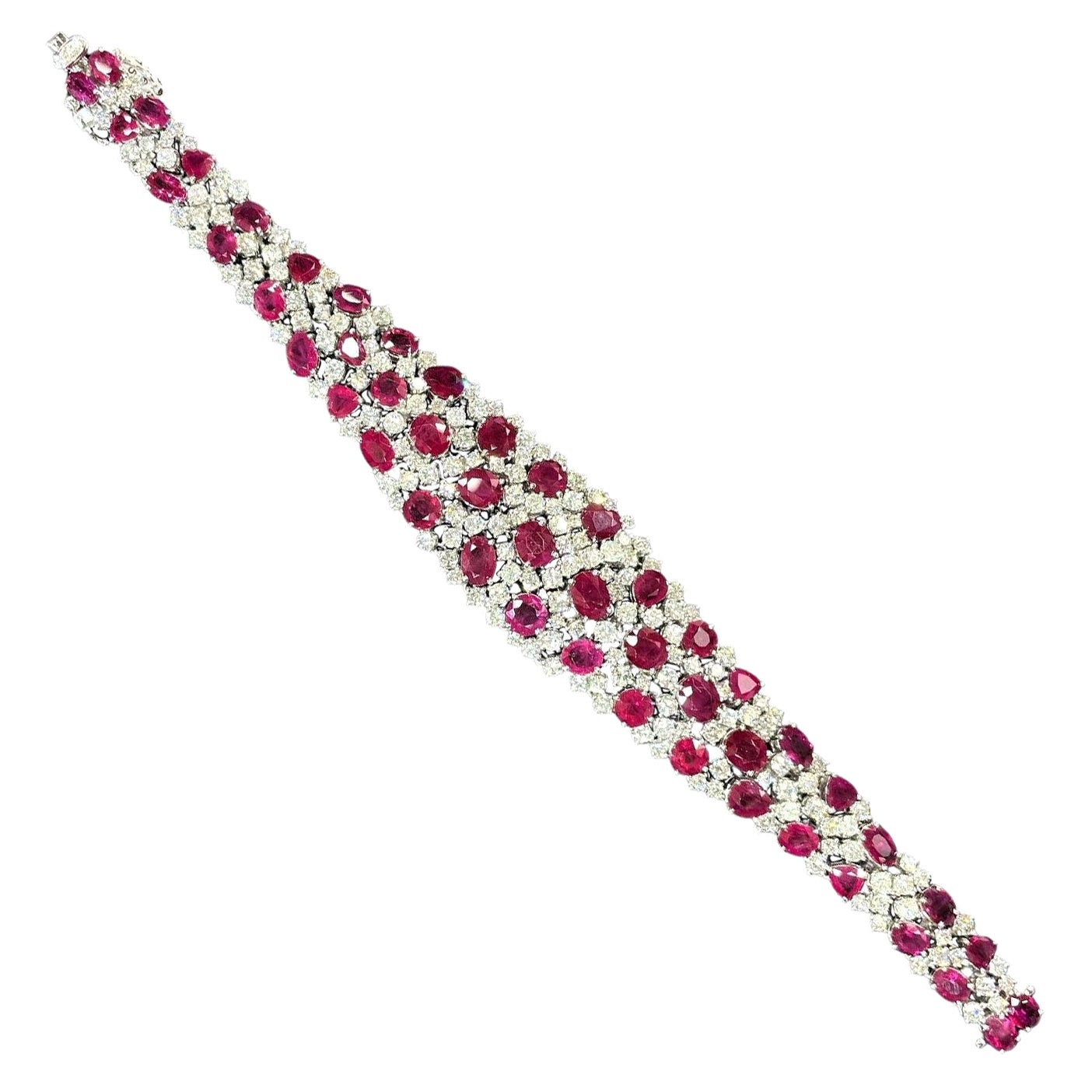NWT $175, 000 Rare Fancy 18KT Gold 40CT Gorgeous Burmese Ruby Diamond Bracelet