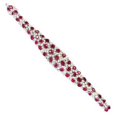 NWT $175,000 Rare Fancy 18KT Gold 40CT Gorgeous Burmese Ruby Diamond Bracelet