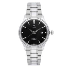 Tudor Style Stainless Steel Diamond Black Dial Automatic Mens Watch M12700-0004