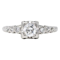 1950's, Mid-Century 0.50 Carat Diamond Platinum Engagement Ring