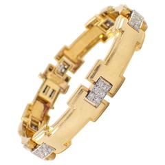 David Webb Diamond Gold Platinum Bracelet