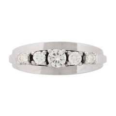 Ring with 5 Brilliants Approx. 0.45 Ct in Total, Engraved