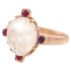 Antique Moonstone Ruby Gold Ring