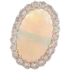 1950s Opal Diamond Gold Ring 1950s Opal Diamond Gold Ring