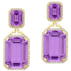 Goshwara Smaragdschliff Amethyst und Diamant Ohrringe