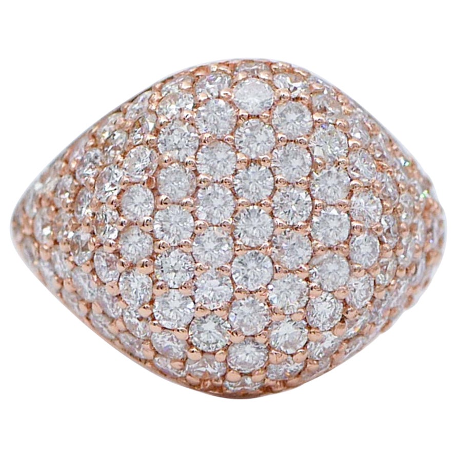 Diamonds, 18 Karat Rose Gold Modern Ring For Sale