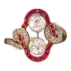 Gold and Diamonds French Belle Epoque Ring