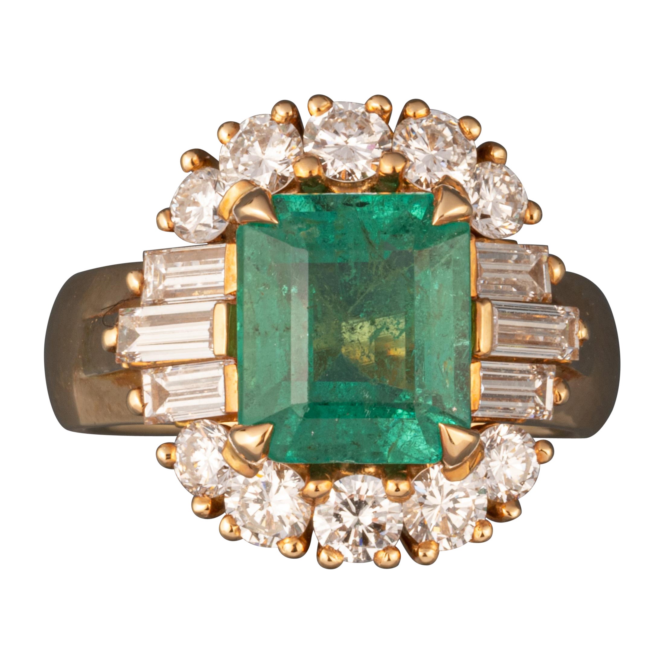 Diamonds and 3.58 Carats Emerald Ring by Mouawad For Sale