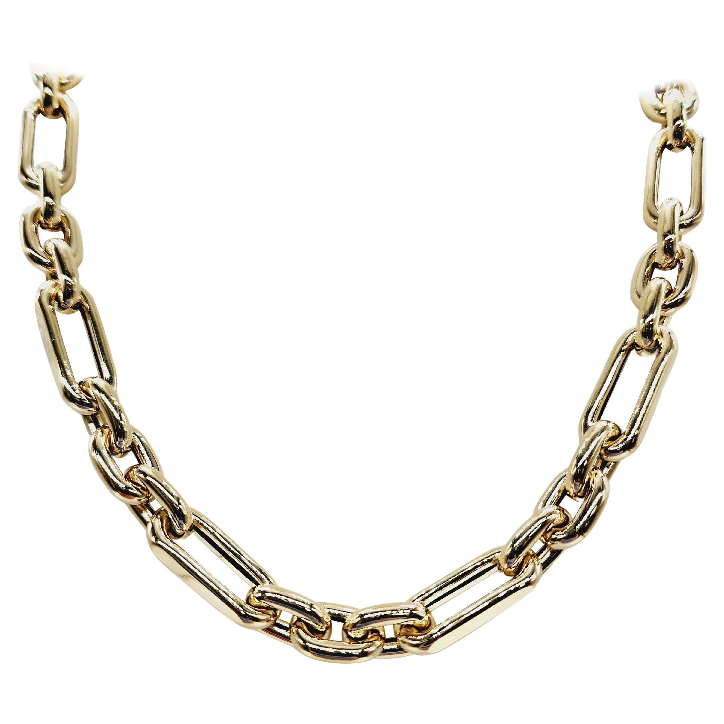 18 Karat Yellow Gold Italian Link Chain 16'' 9mm For Sale at 1stDibs