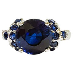 New African If 3.9 Ct Kashmir Blue & White Sapphire Sterling Ring