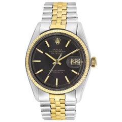 Retro Rolex Yellow Gold Stainless Steel Oyster Perpetual Datejust Wristwatch