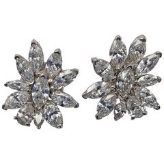 Diamond Platinum Cluster Earrings