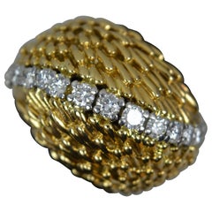 Vintage 1983 KUTCHINSKY 18 Carat Gold and Diamond Bombe Cocktail Cluster Ring
