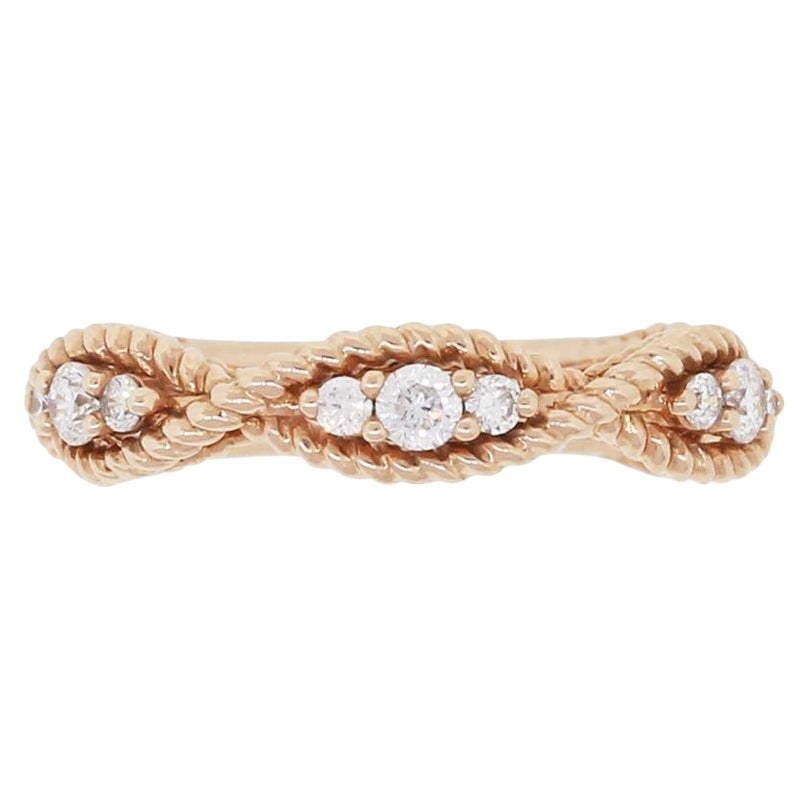 Round Brilliant Diamond Crescent Style Ring For Sale