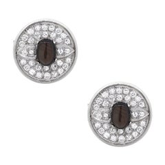 Boutons de manchette pour hommes en hématite avec diamant rond