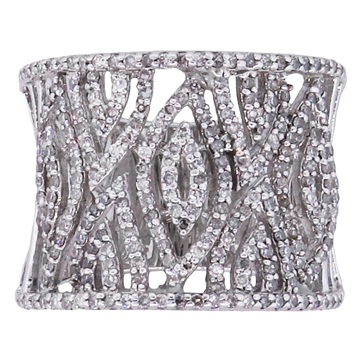 Diamond Pave Wide Open Work Ring