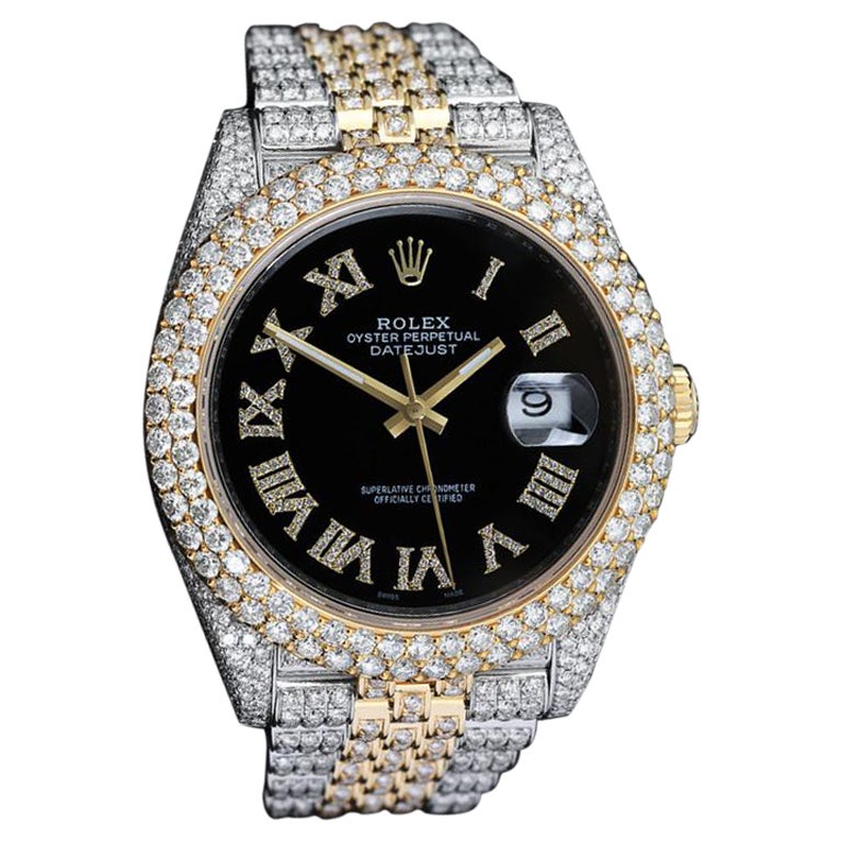 Rolex Montre Datejust 126303 personnalisée en or jaune et acier inoxydable avec diamants en vente