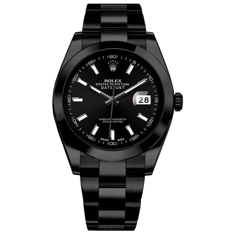 Rolex Montre Datejust II à cadran noir PVD/DLC Oyster Band avec cadran noir en vente