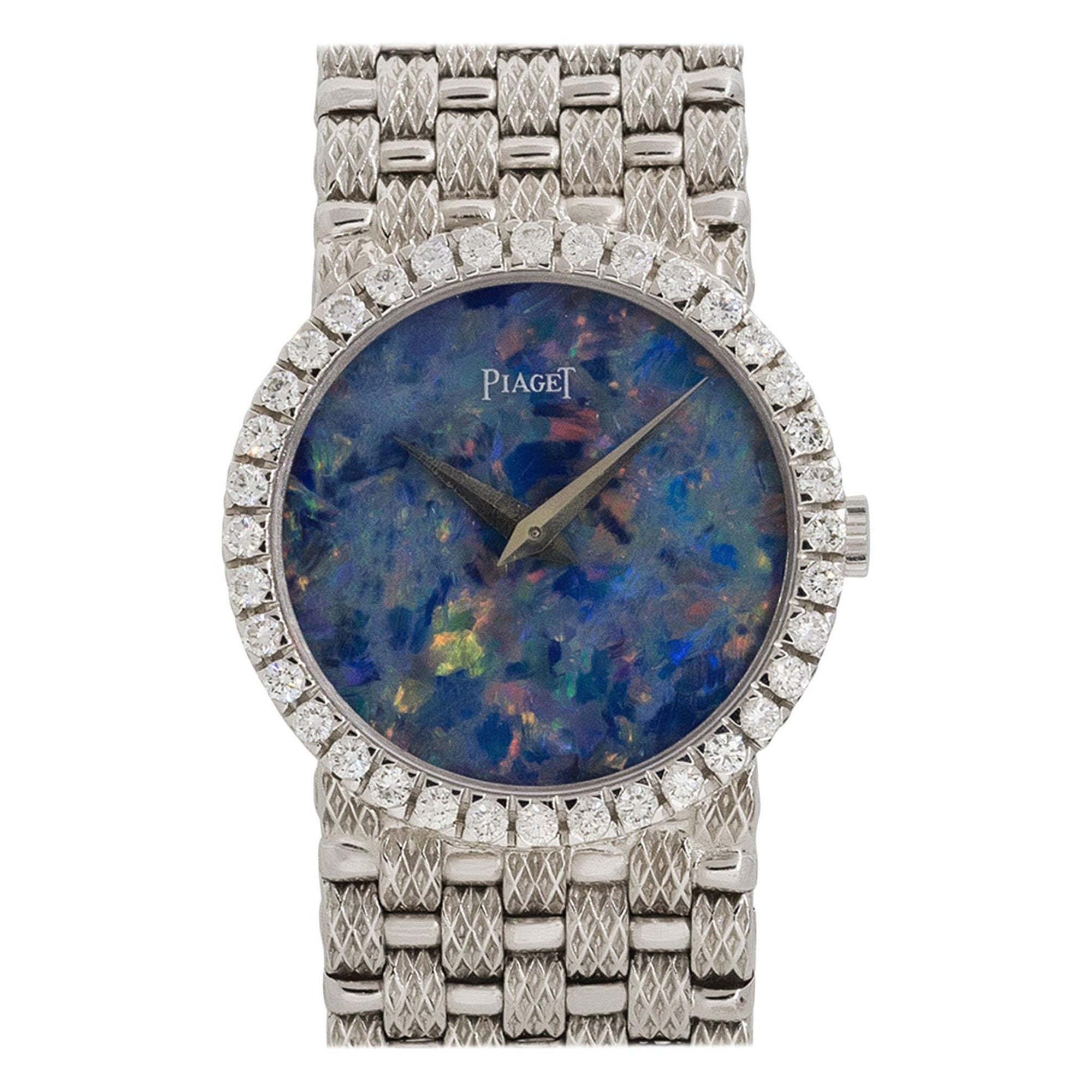 Piaget 9706D23 18k White Gold Opal Dial Diamond Ladies Watch For Sale