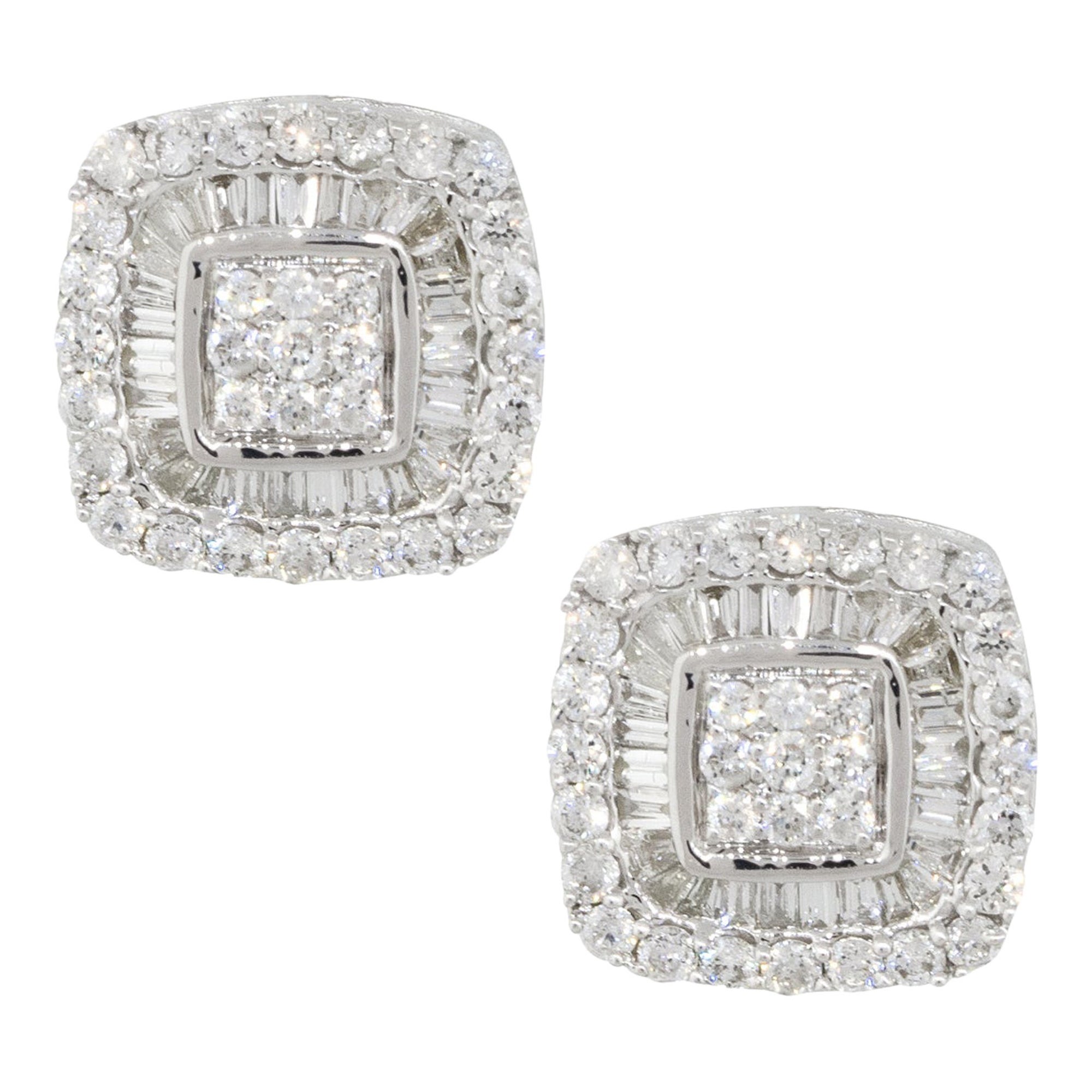 0.66 Carat Invisible Set Diamond Pave Stud Earrings 14 Karat in Stock For Sale