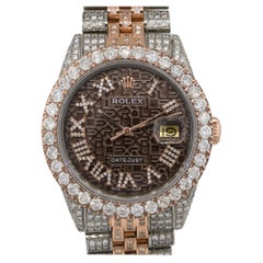 Rolex 1601 Datejust 18k Two Tone Chocolate All Diamond Watch