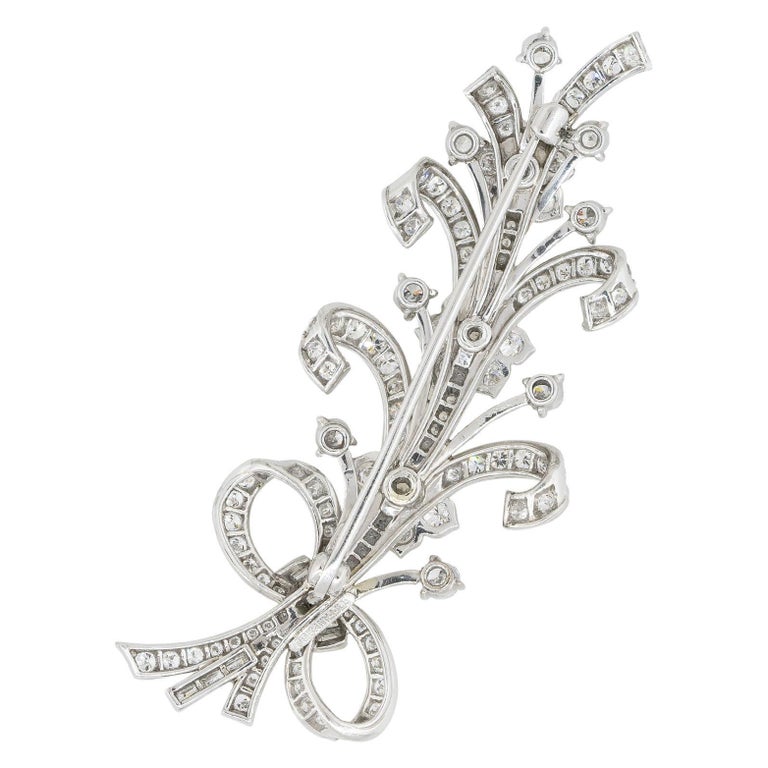 Tiffany & Co. 5 Carat Diamond Floral Brooch Pin Platinum In Stock For Sale