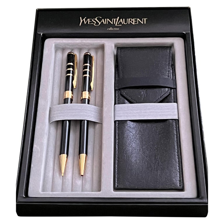 Vintage 90s Yves Saint Laurent “YSL” Pen and Pencil and Leather Case For  Sale at 1stDibs