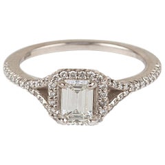 Ritani Modern Emerald Cut Diamond 18 Karat White Gold Engagement Ring